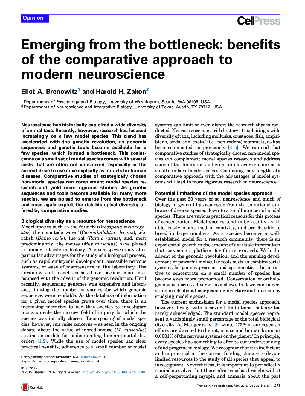 Emerging from the bottleneck: benefits of the comparative approach to modern neuroscience