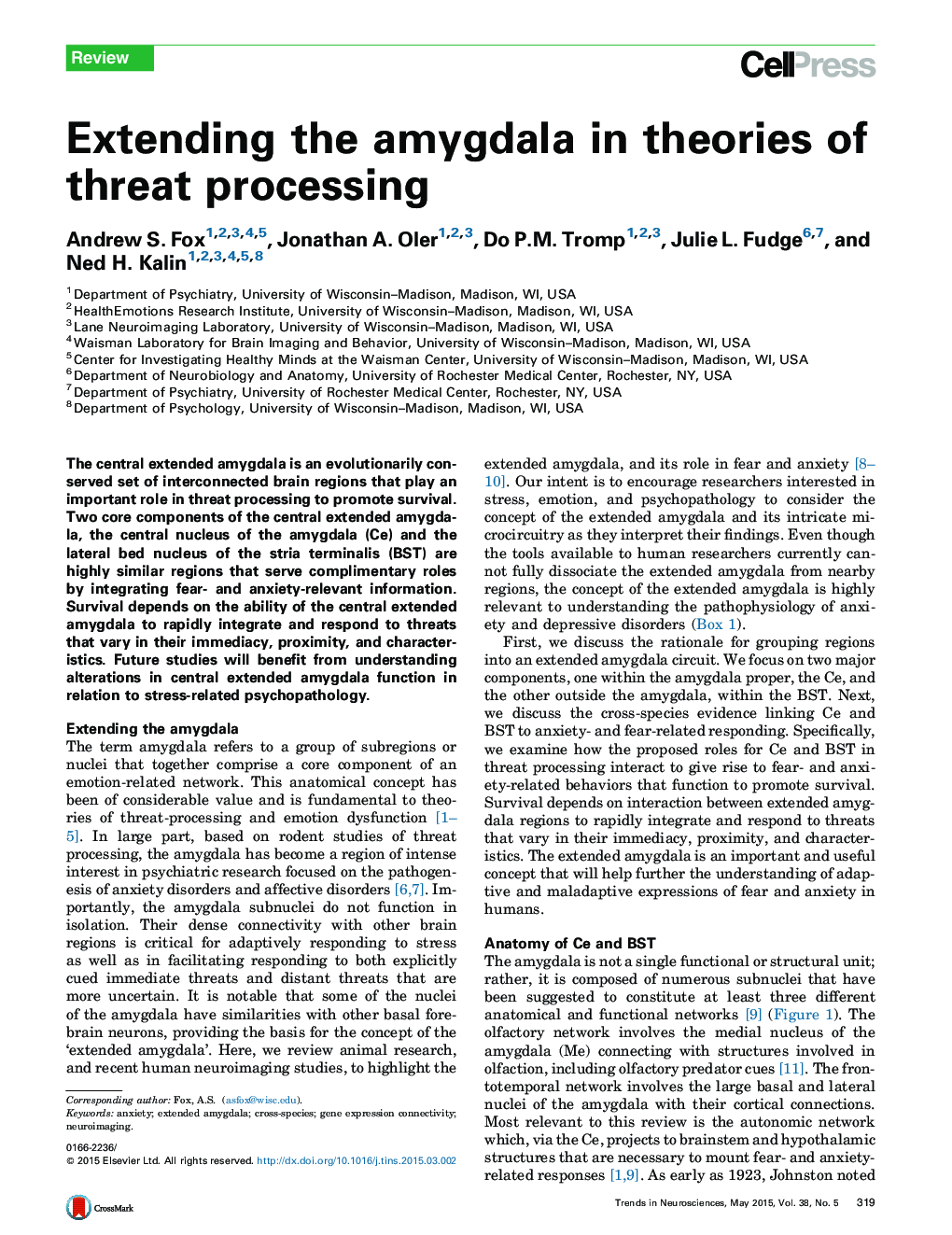 Extending the amygdala in theories of threat processing