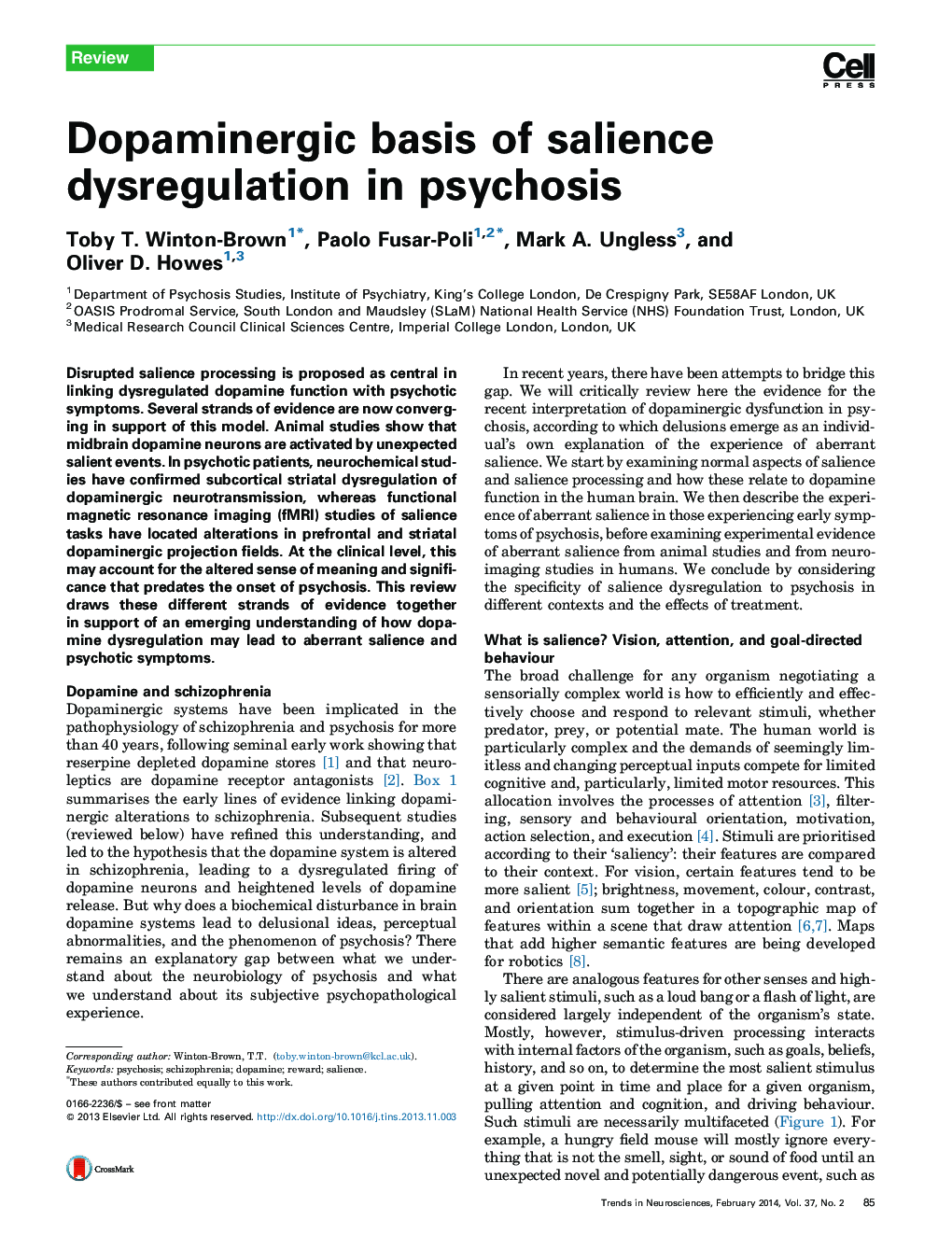 Dopaminergic basis of salience dysregulation in psychosis