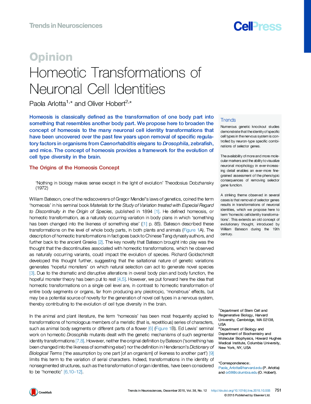 Homeotic Transformations of Neuronal Cell Identities