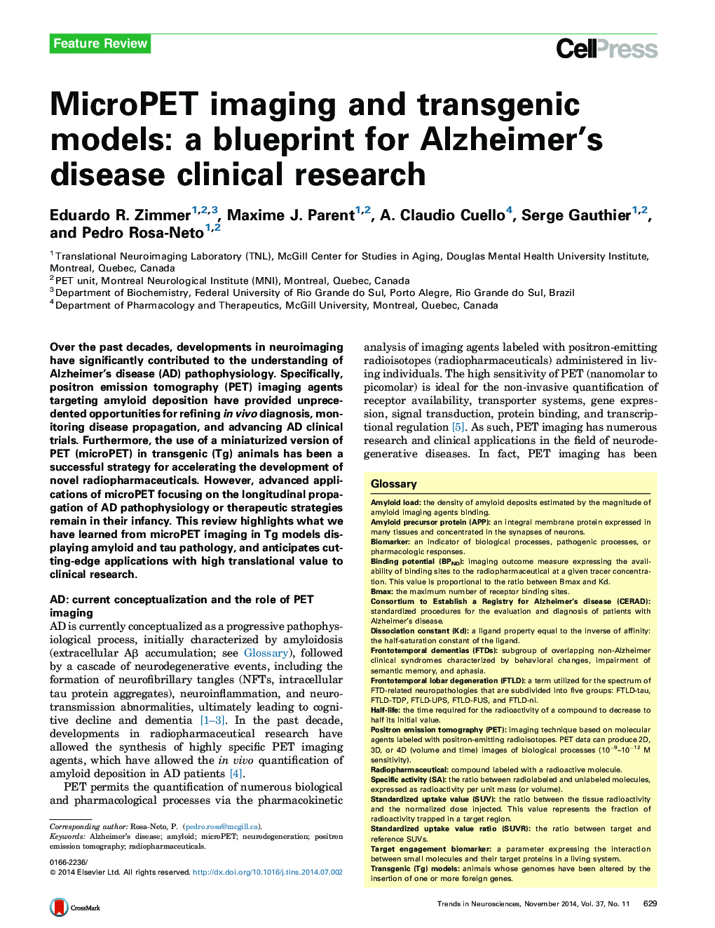 MicroPET imaging and transgenic models: a blueprint for Alzheimer's disease clinical research