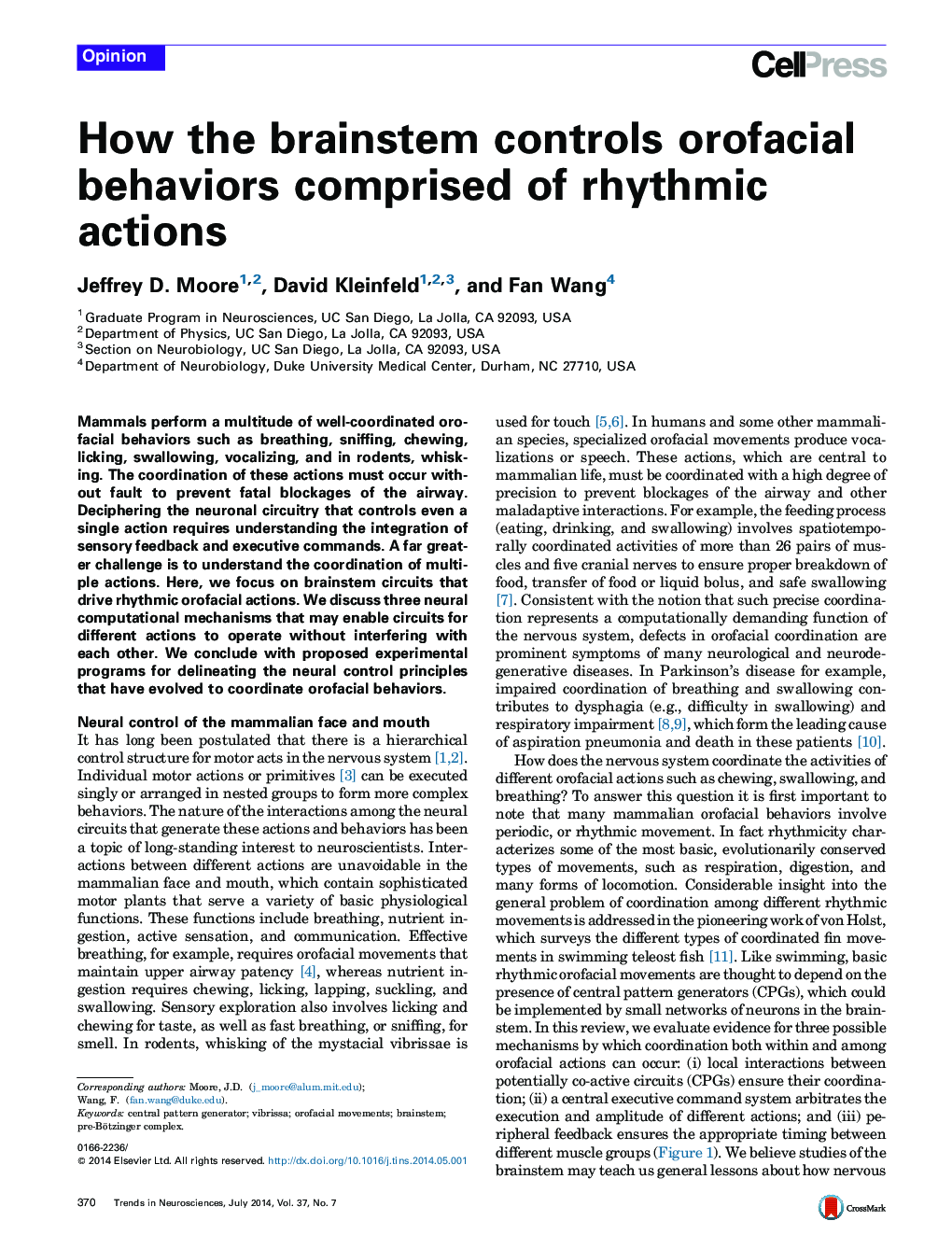 How the brainstem controls orofacial behaviors comprised of rhythmic actions