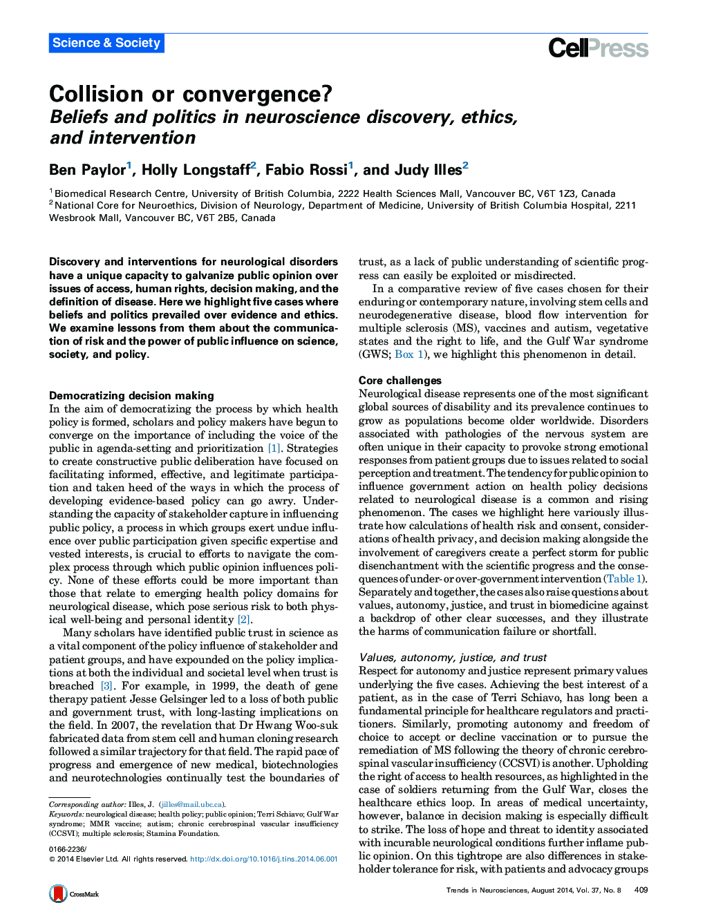 Collision or convergence?: Beliefs and politics in neuroscience discovery, ethics, and intervention