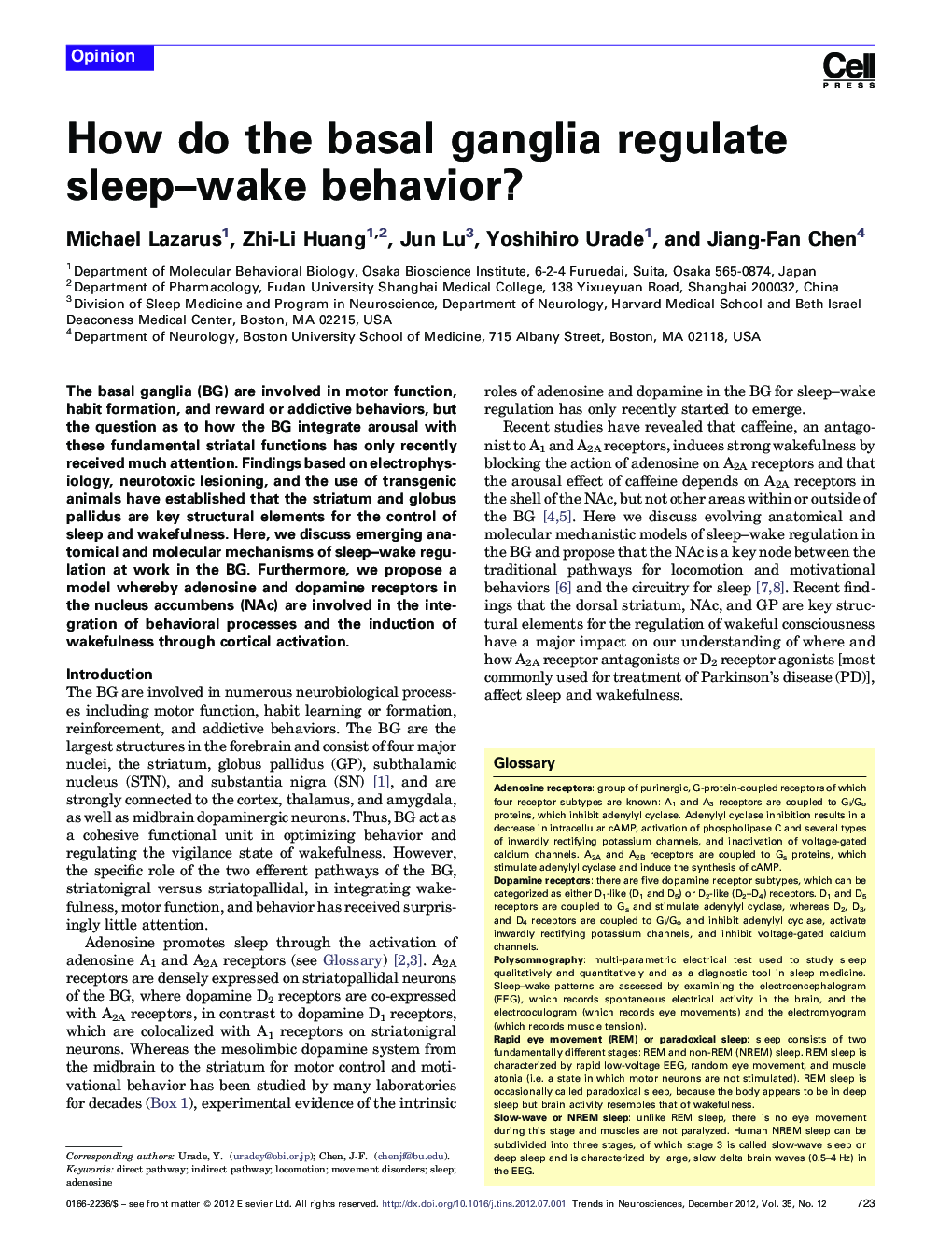 How do the basal ganglia regulate sleep–wake behavior?