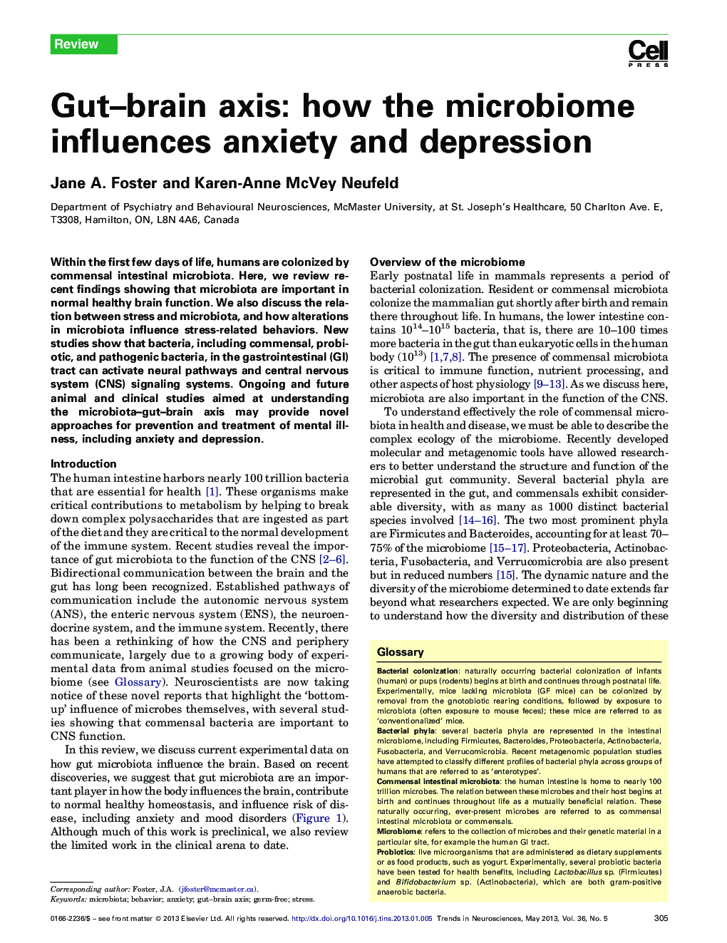 Gut–brain axis: how the microbiome influences anxiety and depression