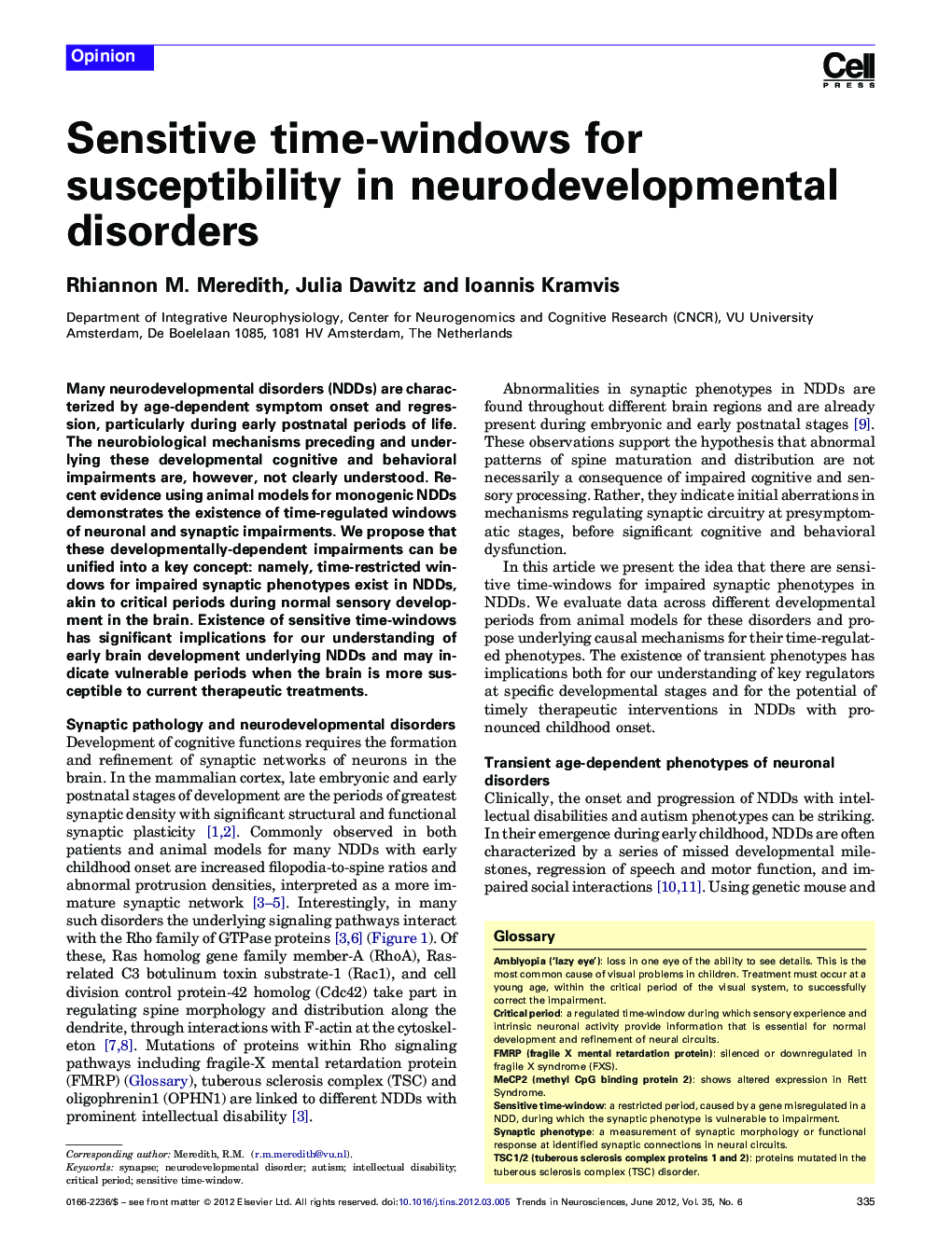 Sensitive time-windows for susceptibility in neurodevelopmental disorders