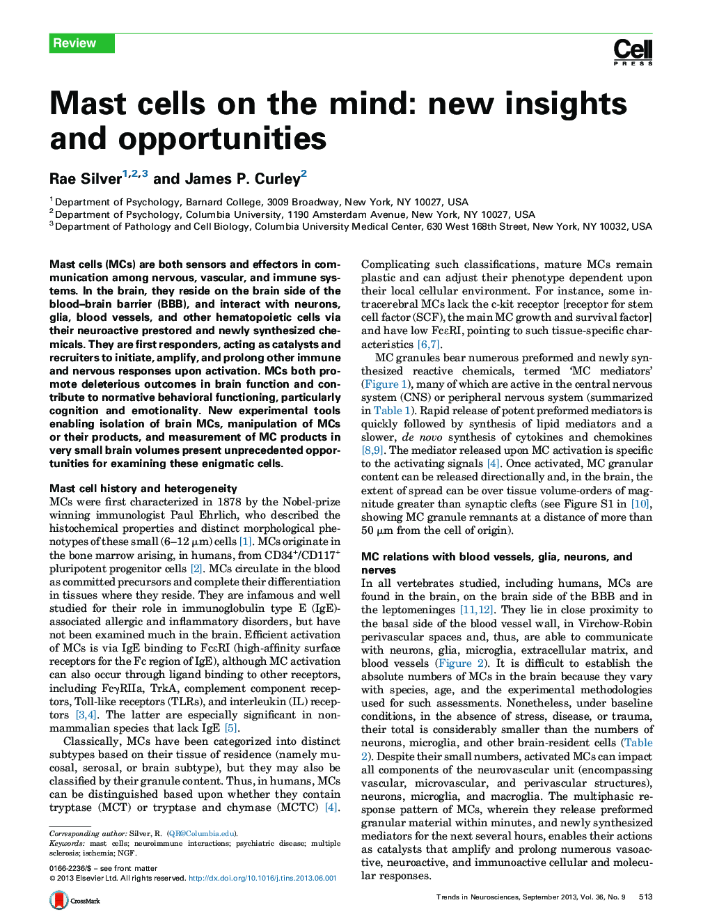 Mast cells on the mind: new insights and opportunities