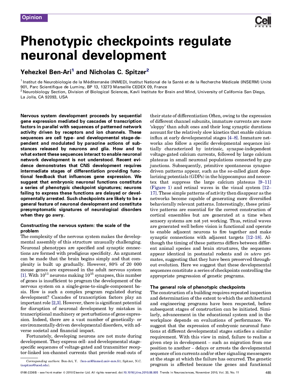 Phenotypic checkpoints regulate neuronal development