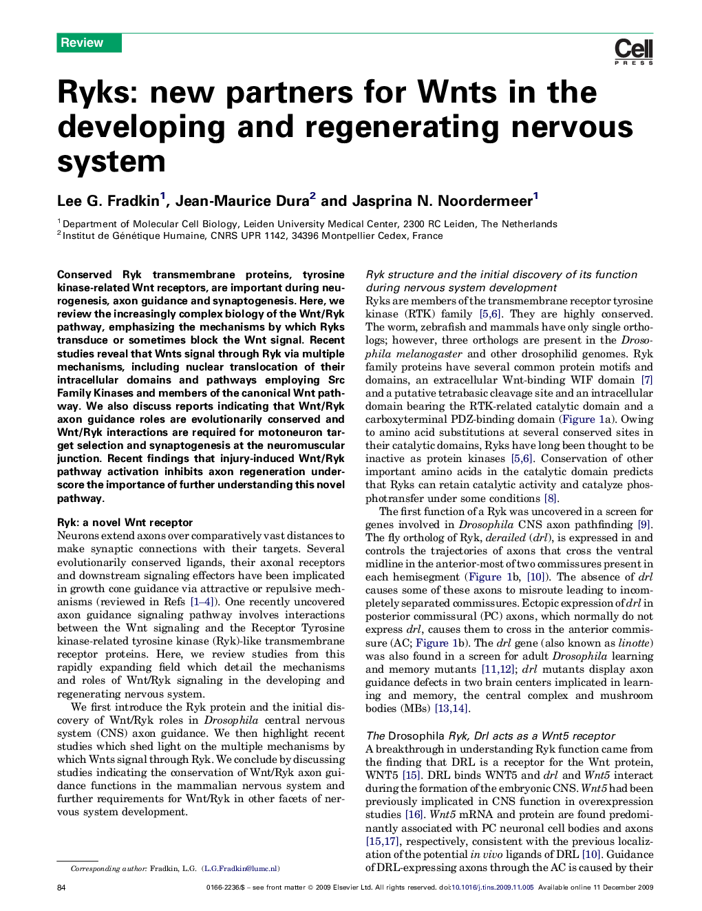 Ryks: new partners for Wnts in the developing and regenerating nervous system