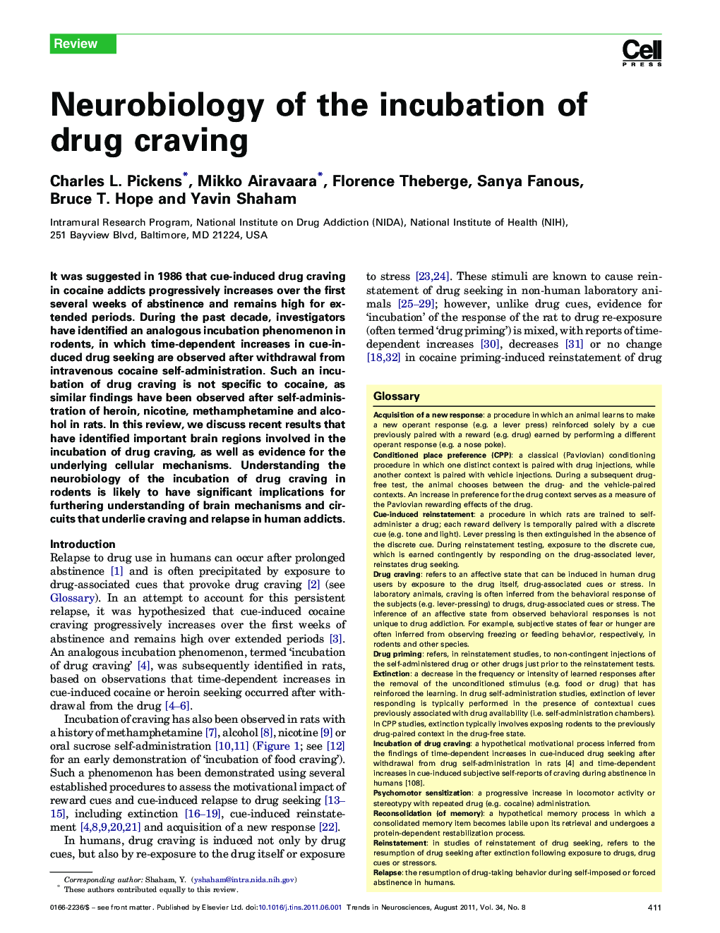 Neurobiology of the incubation of drug craving