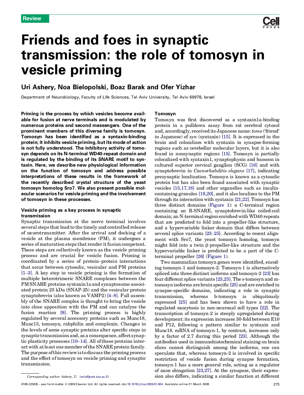 Friends and foes in synaptic transmission: the role of tomosyn in vesicle priming