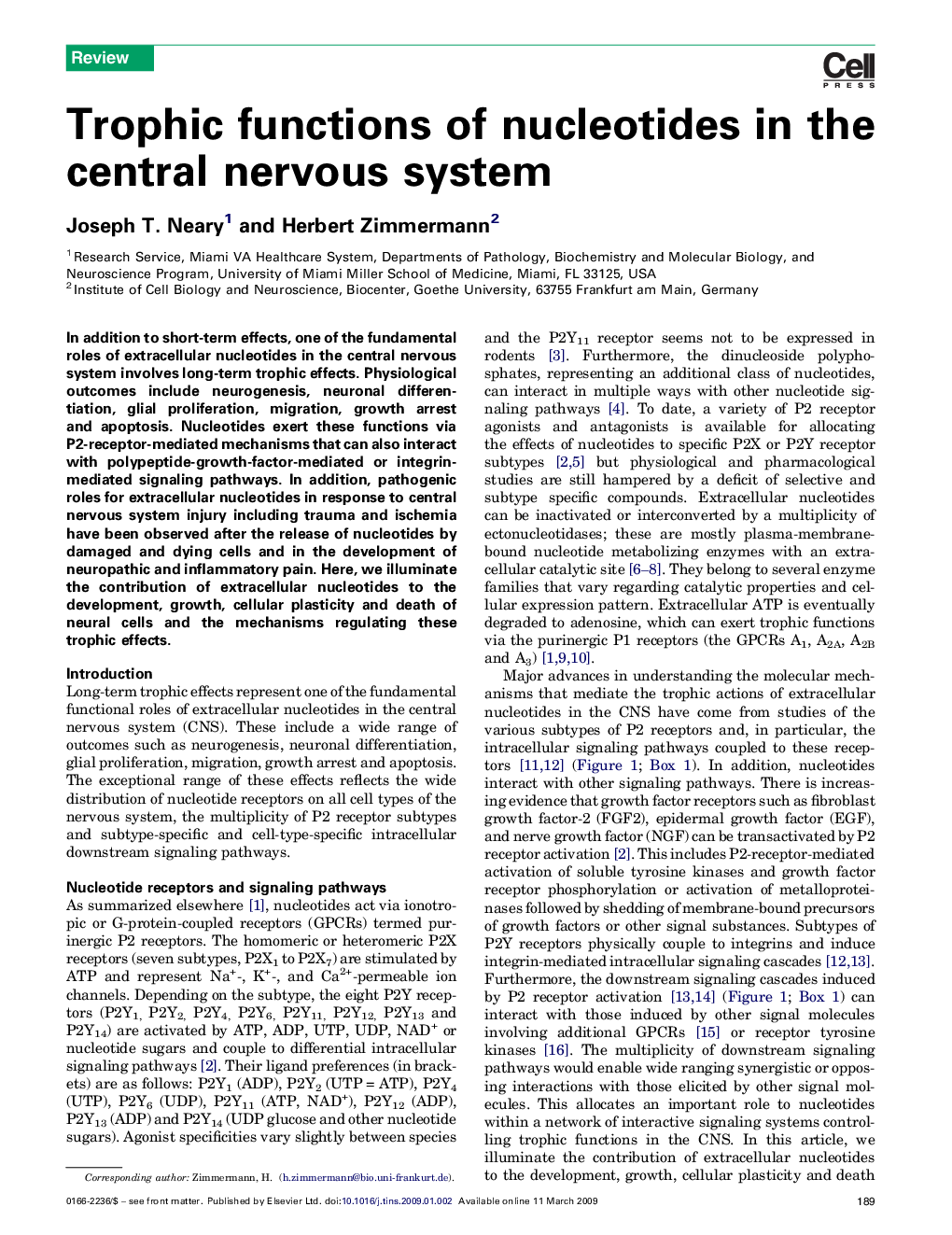 Trophic functions of nucleotides in the central nervous system