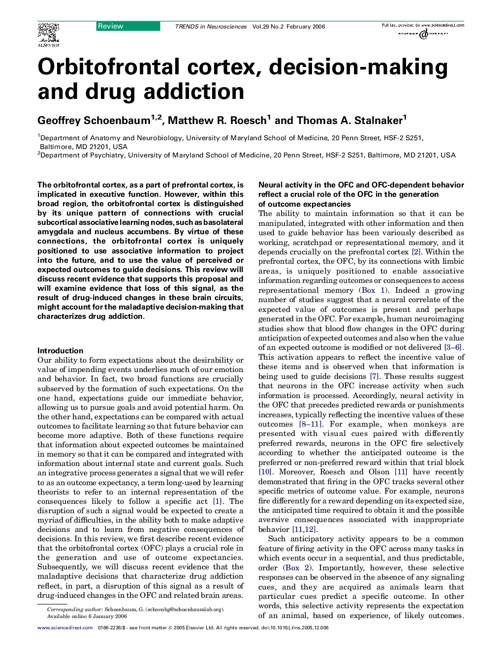 Orbitofrontal cortex, decision-making and drug addiction