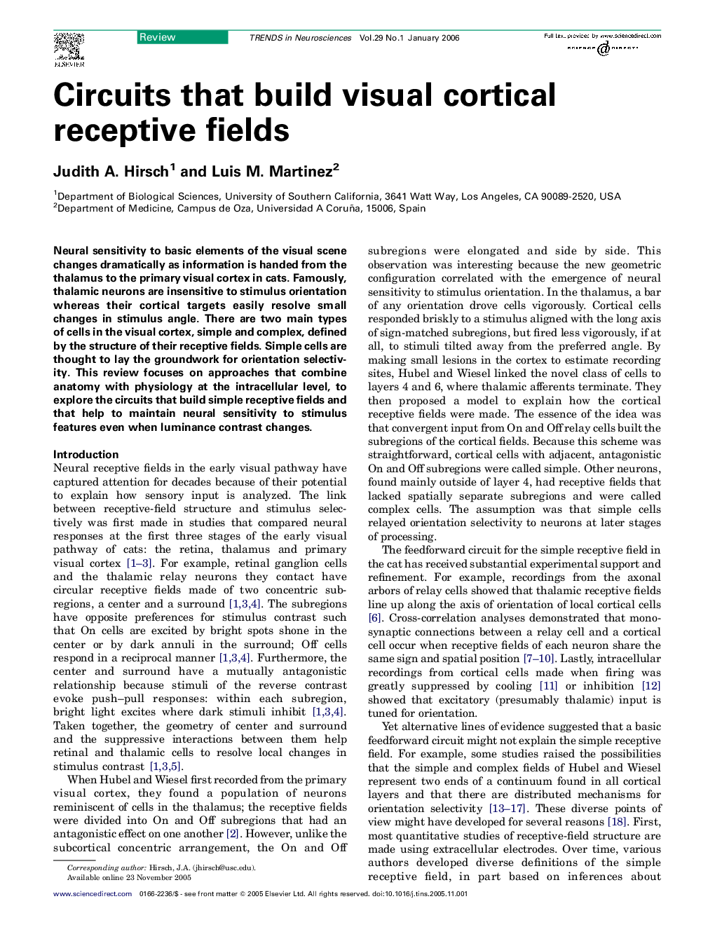 Circuits that build visual cortical receptive fields