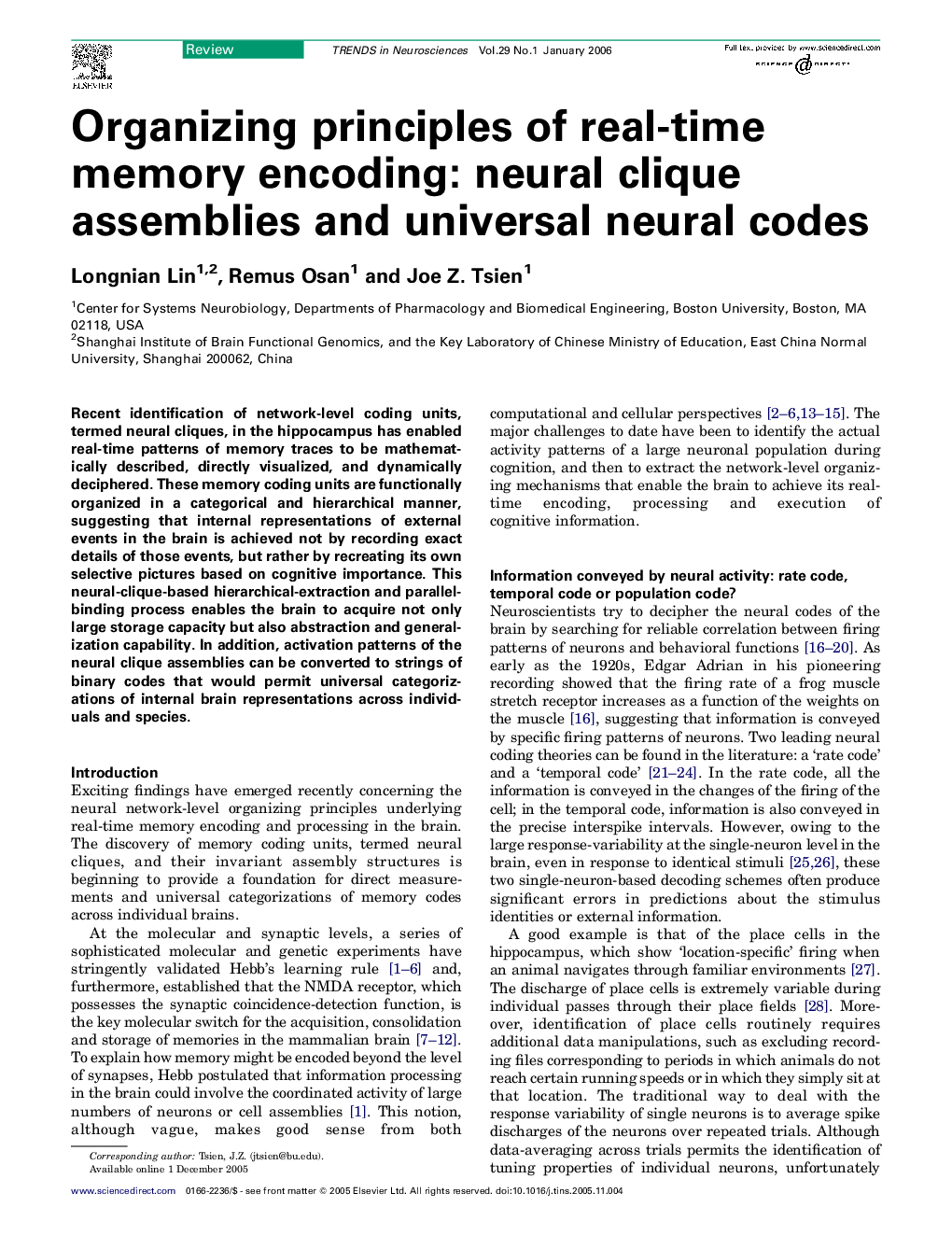 Organizing principles of real-time memory encoding: neural clique assemblies and universal neural codes