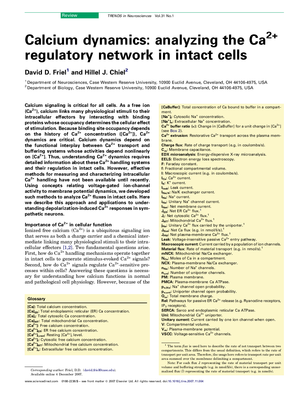 Calcium dynamics: analyzing the Ca2+ regulatory network in intact cells