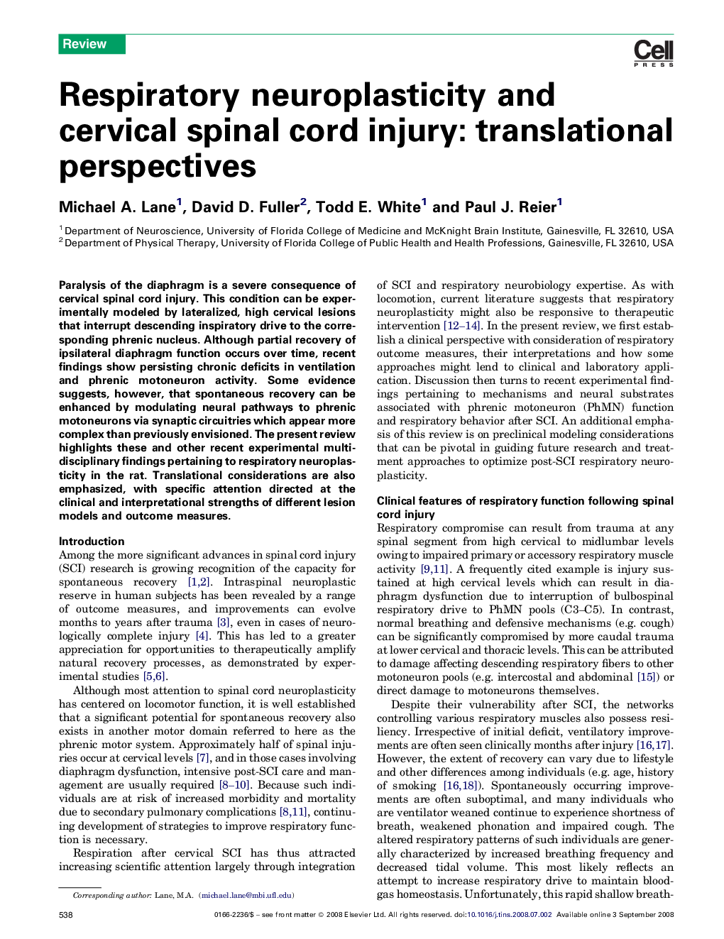 Respiratory neuroplasticity and cervical spinal cord injury: translational perspectives