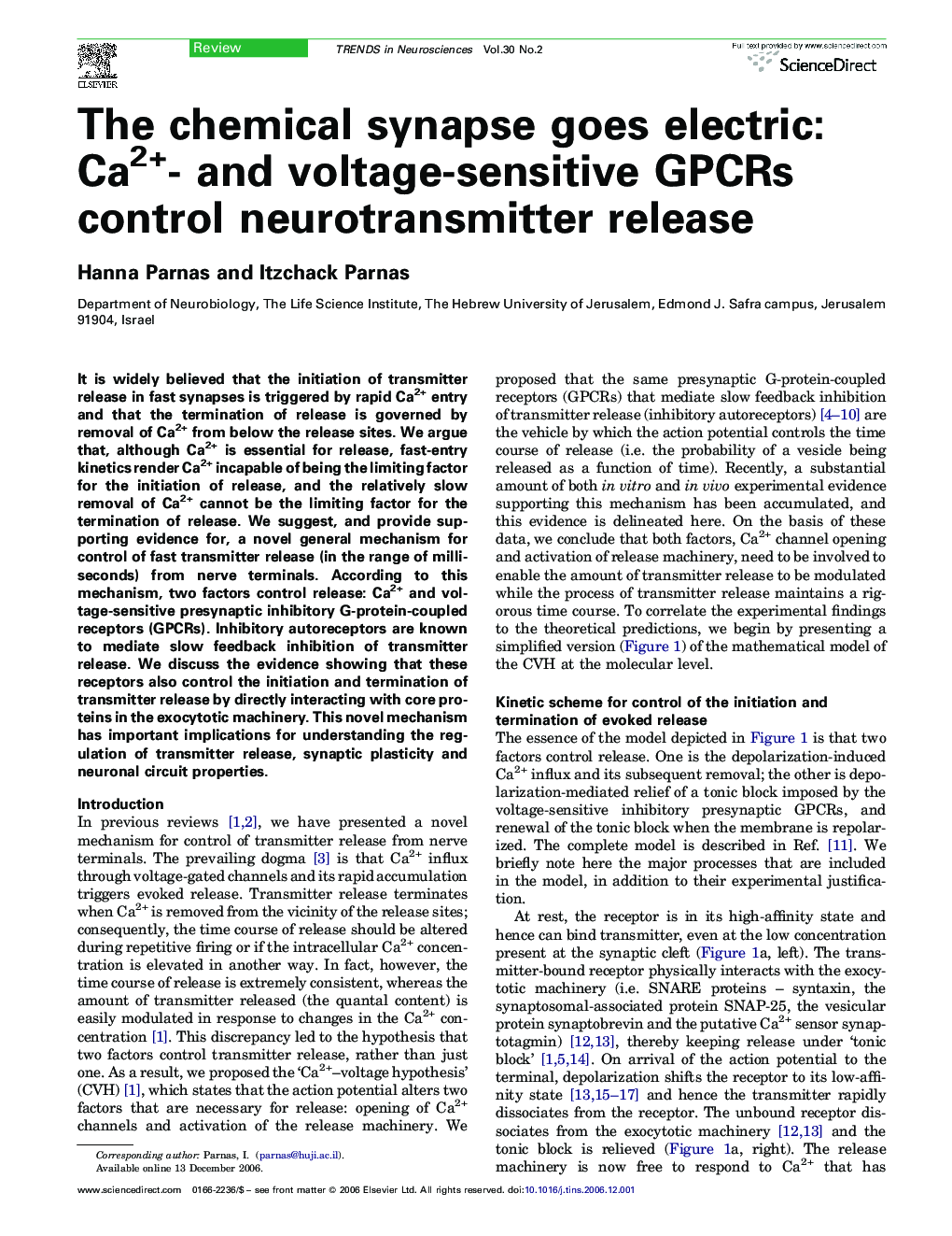 The chemical synapse goes electric: Ca2+- and voltage-sensitive GPCRs control neurotransmitter release