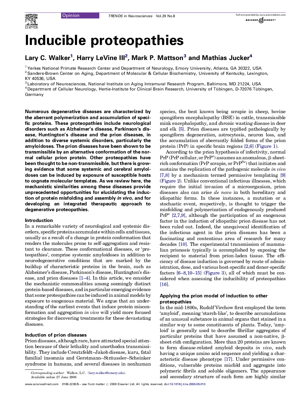 Inducible proteopathies