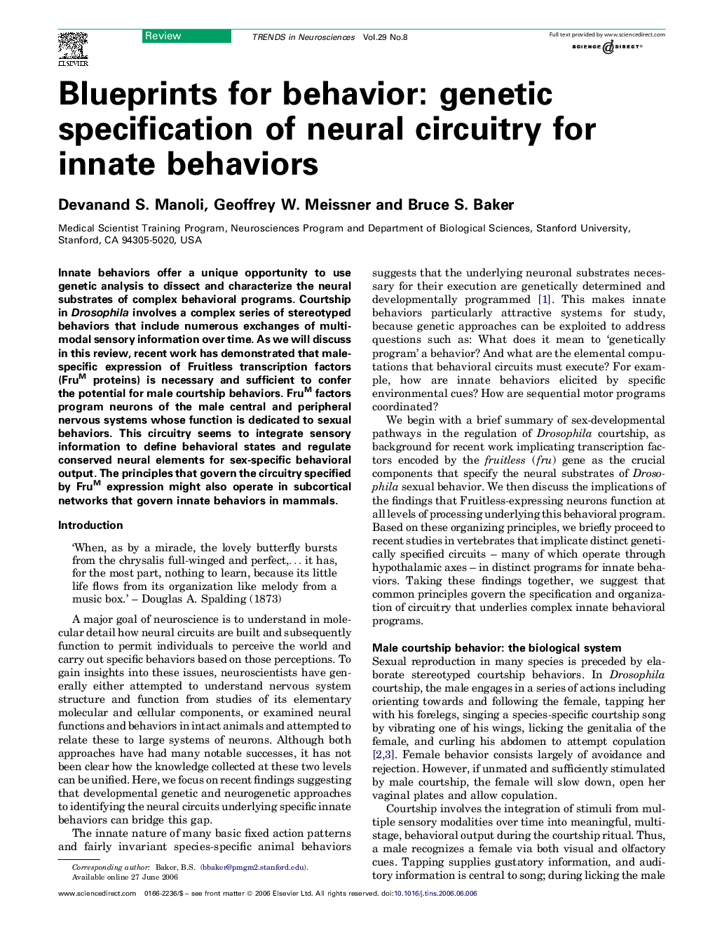 Blueprints for behavior: genetic specification of neural circuitry for innate behaviors