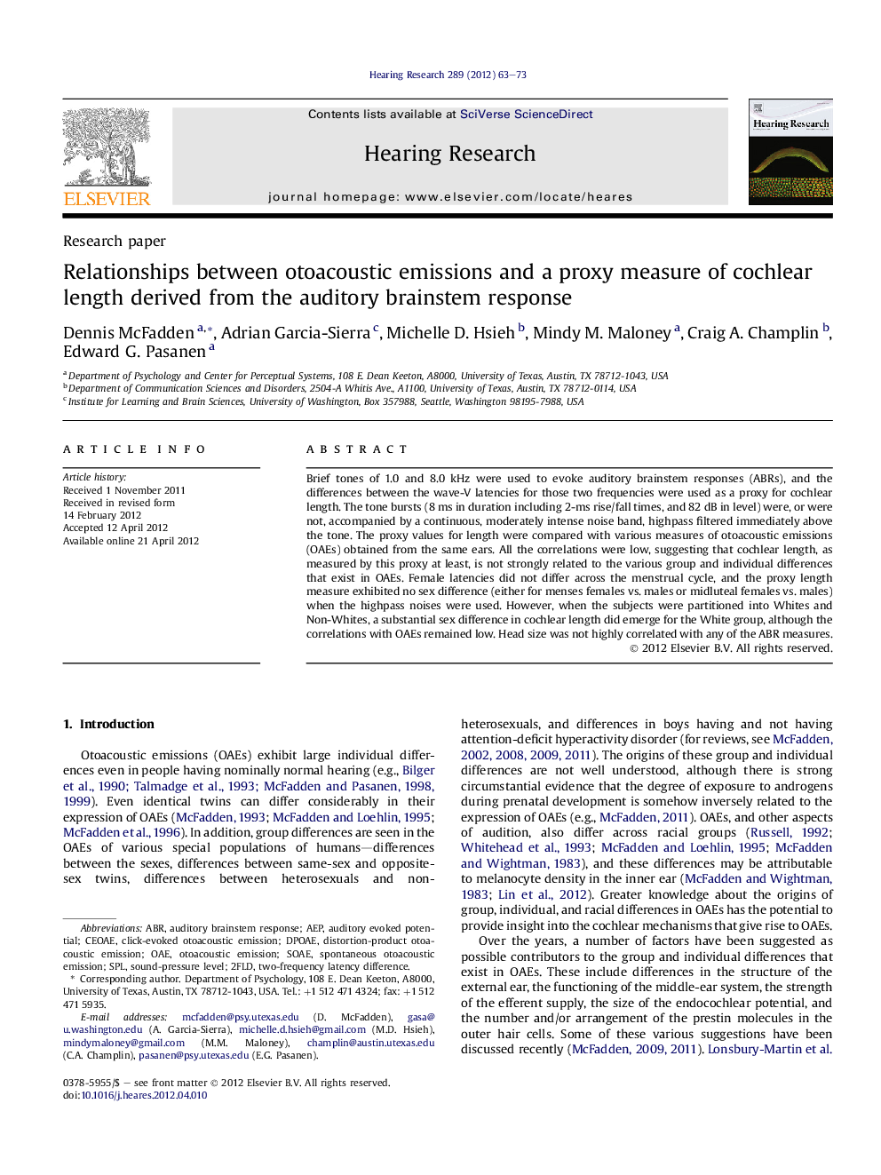 Relationships between otoacoustic emissions and a proxy measure of cochlear length derived from the auditory brainstem response