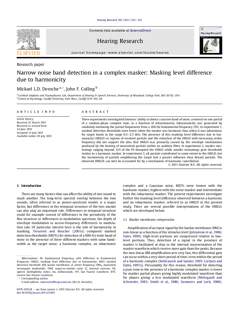 Narrow noise band detection in a complex masker: Masking level difference due to harmonicity