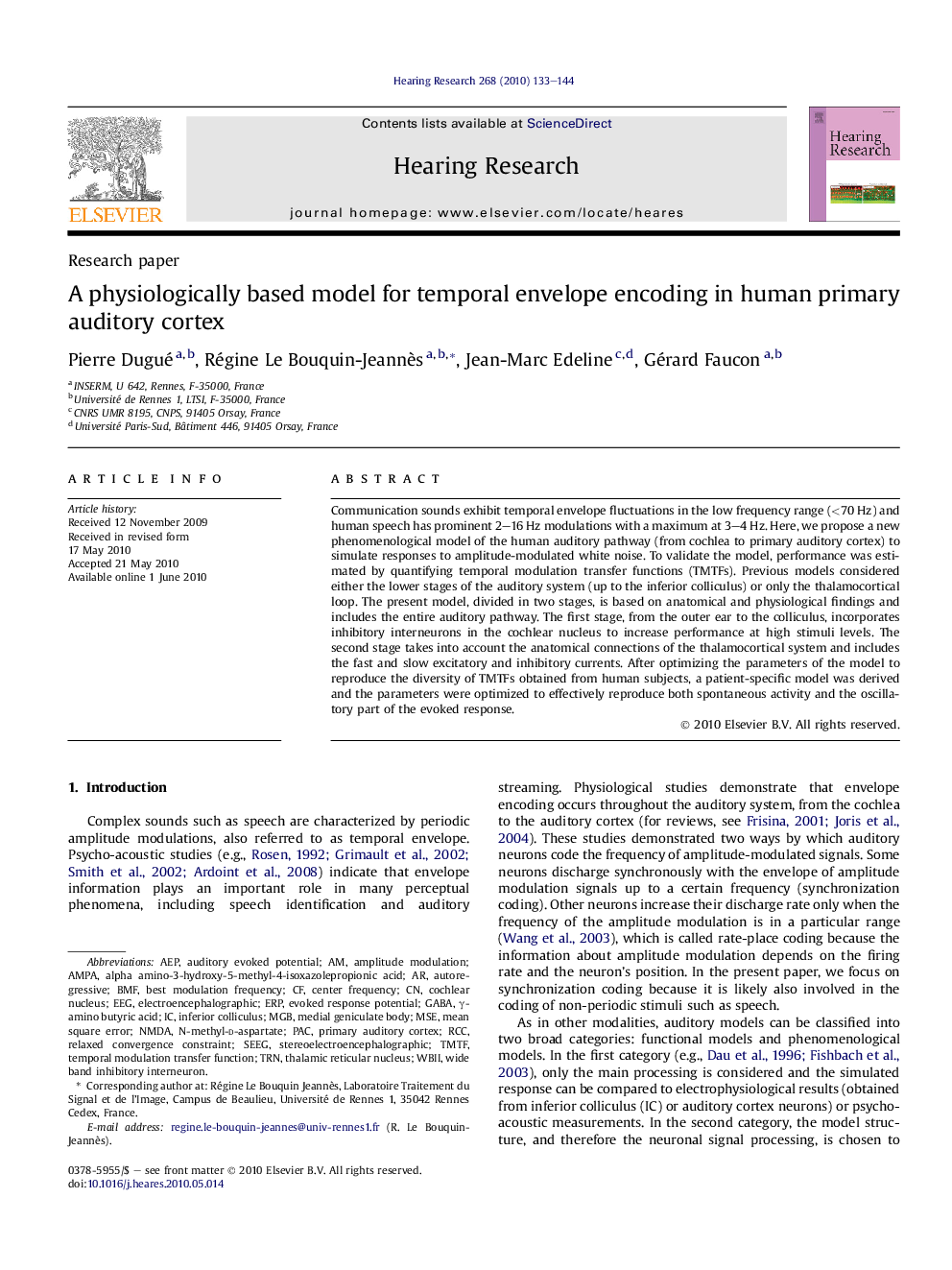 A physiologically based model for temporal envelope encoding in human primary auditory cortex