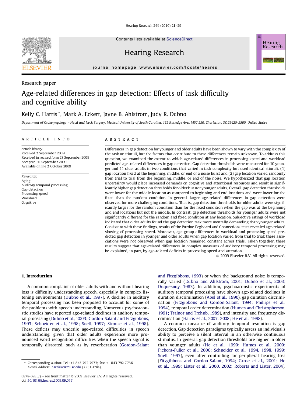 Age-related differences in gap detection: Effects of task difficulty and cognitive ability