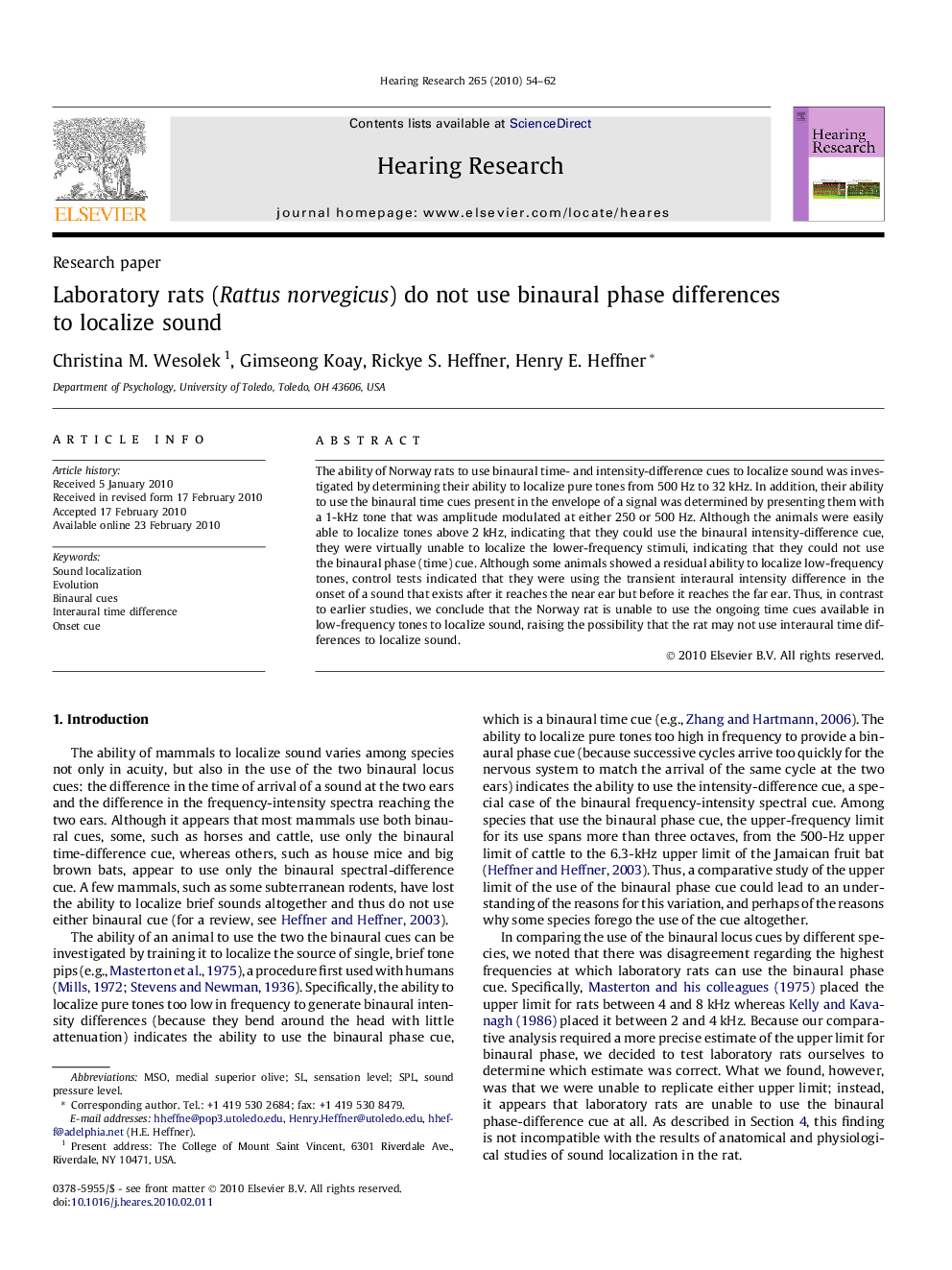 Laboratory rats (Rattus norvegicus) do not use binaural phase differences to localize sound