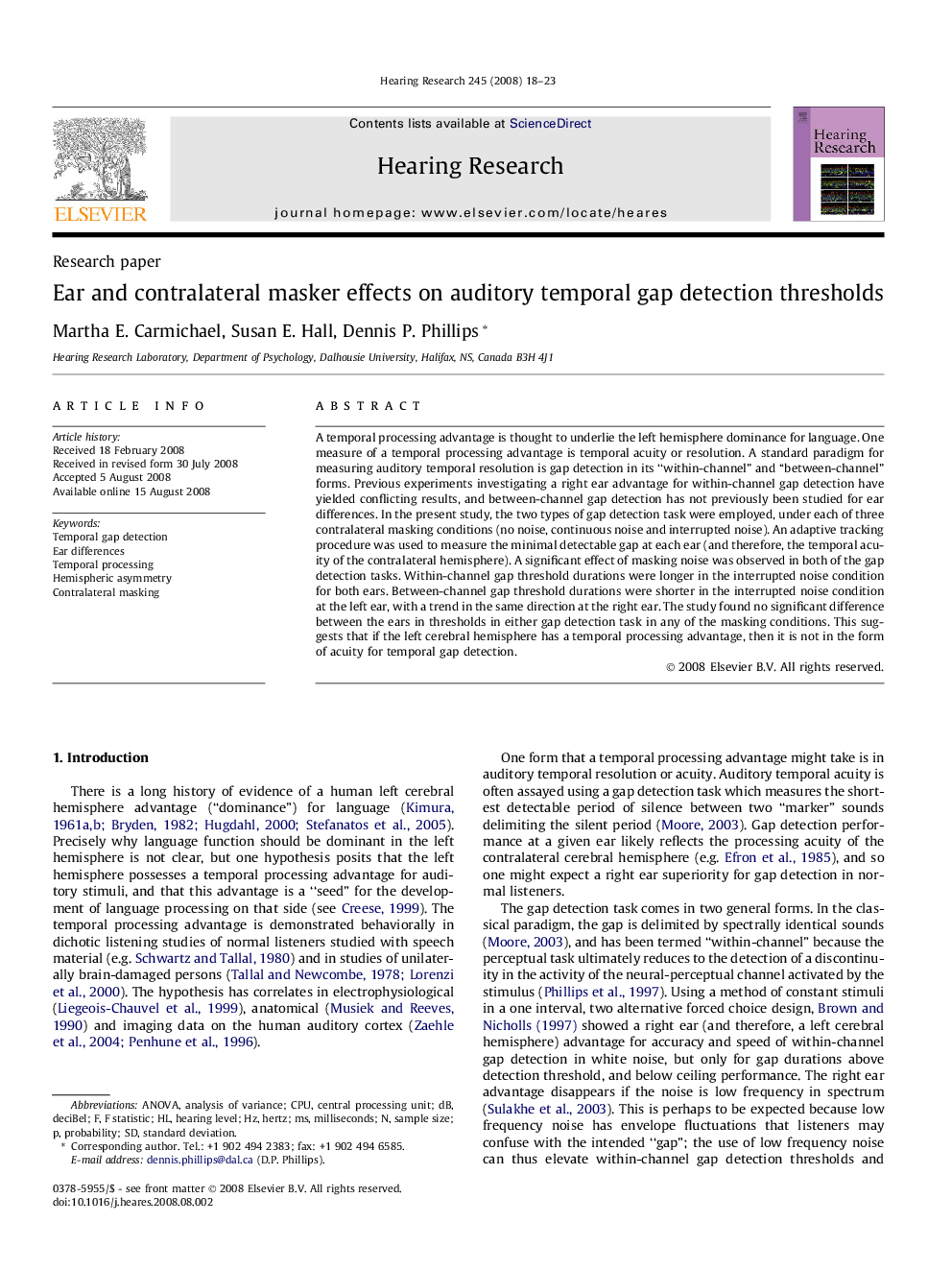 Ear and contralateral masker effects on auditory temporal gap detection thresholds