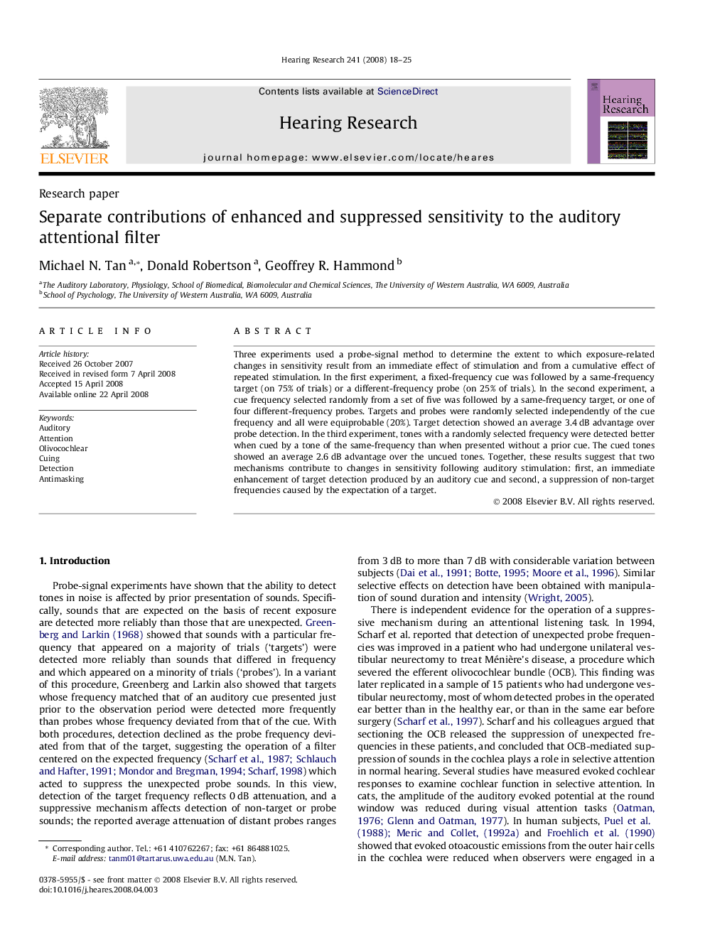 Separate contributions of enhanced and suppressed sensitivity to the auditory attentional filter