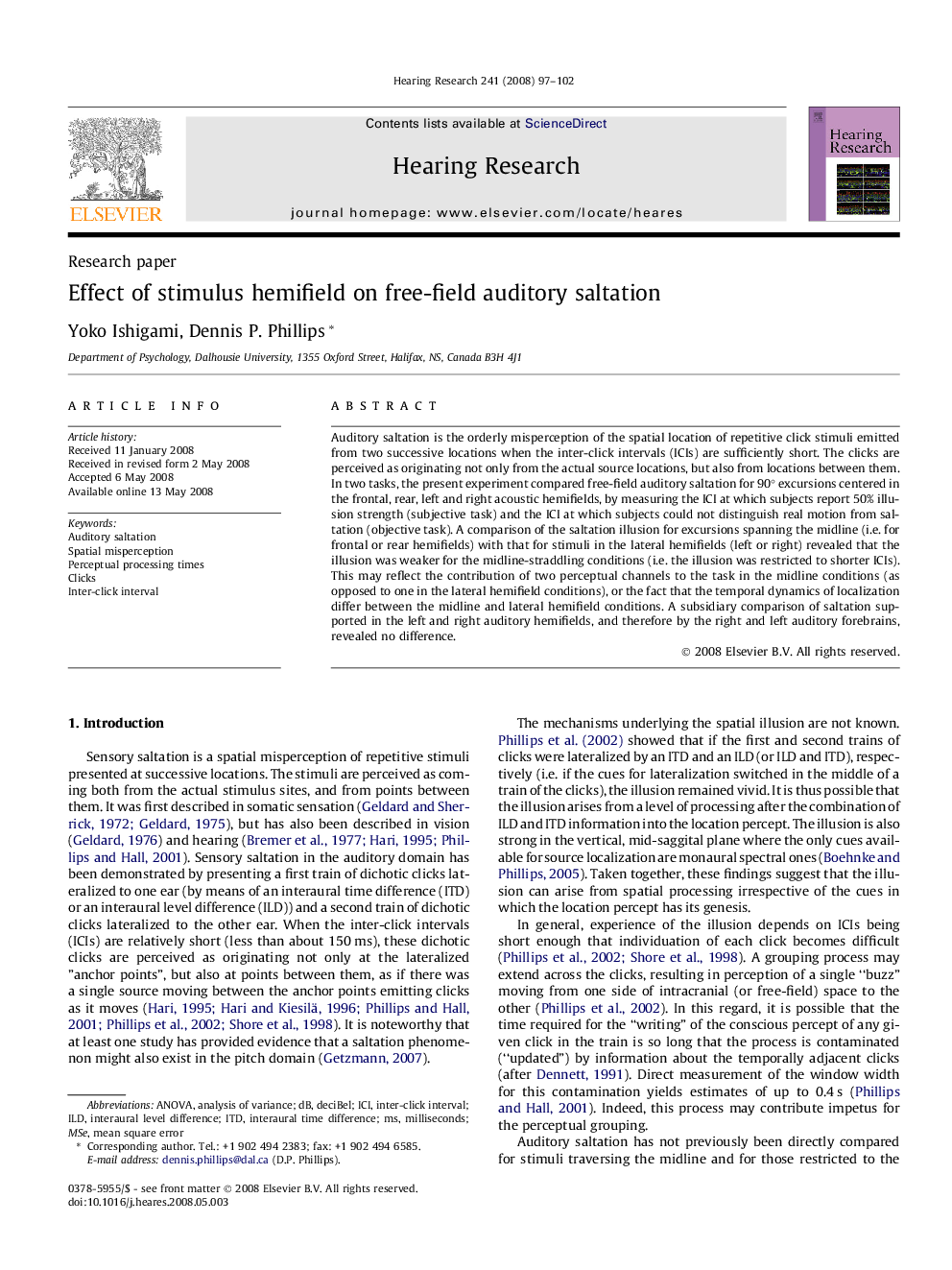 Effect of stimulus hemifield on free-field auditory saltation