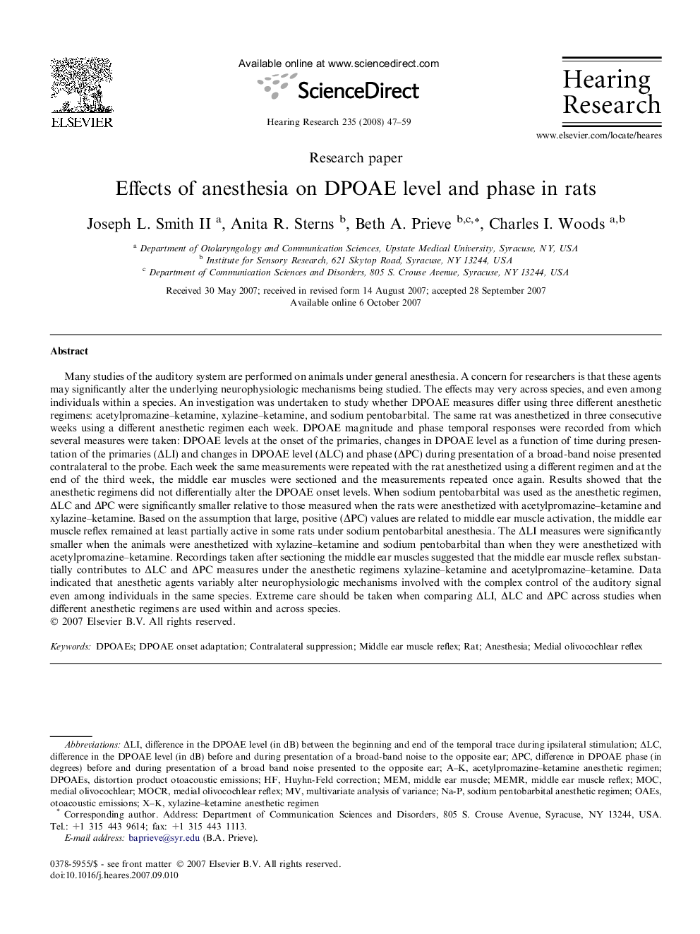 Effects of anesthesia on DPOAE level and phase in rats