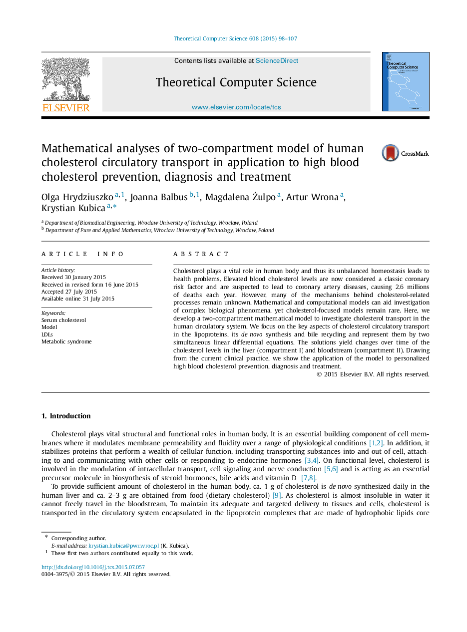 Mathematical analyses of two-compartment model of human cholesterol circulatory transport in application to high blood cholesterol prevention, diagnosis and treatment