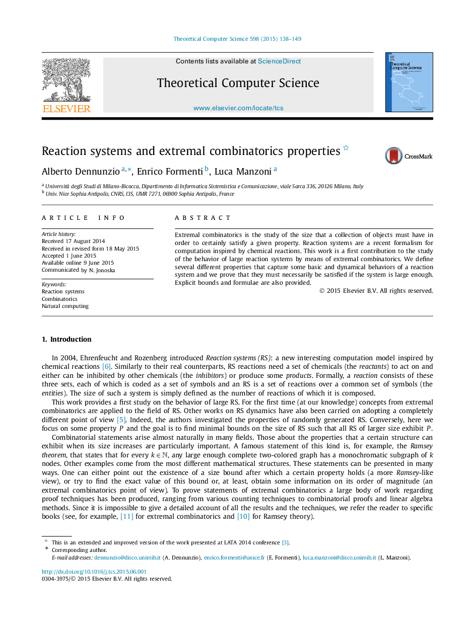 Reaction systems and extremal combinatorics properties 