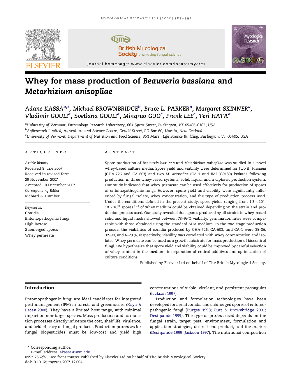 Whey for mass production of Beauveria bassiana and Metarhizium anisopliae