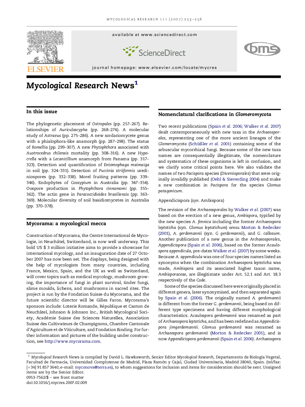 Mycological Research News