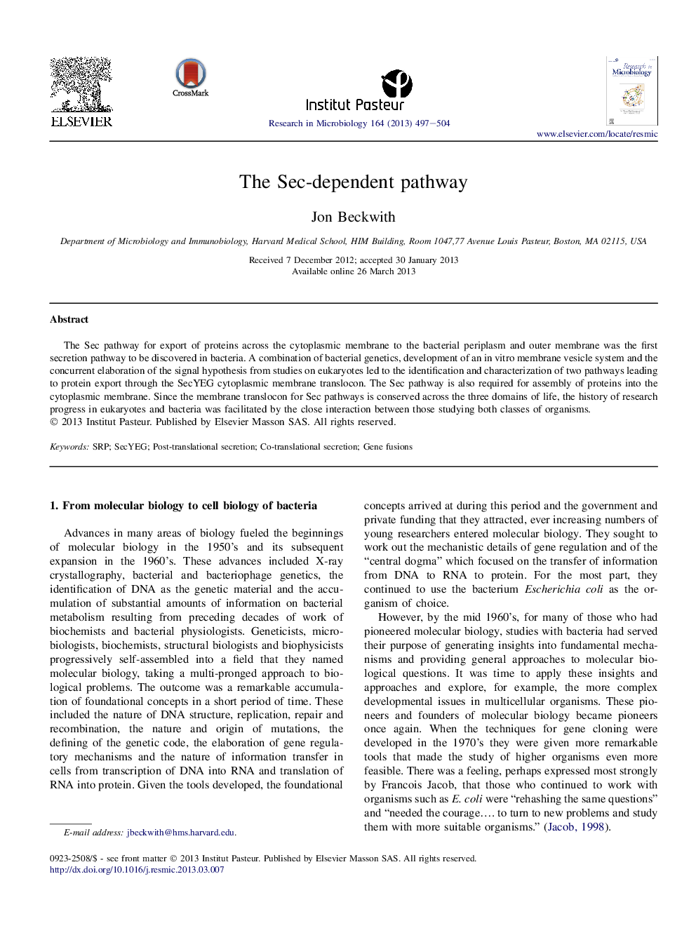 The Sec-dependent pathway