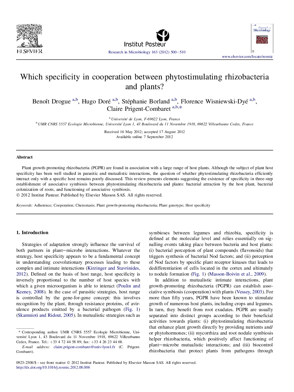 Which specificity in cooperation between phytostimulating rhizobacteria and plants?