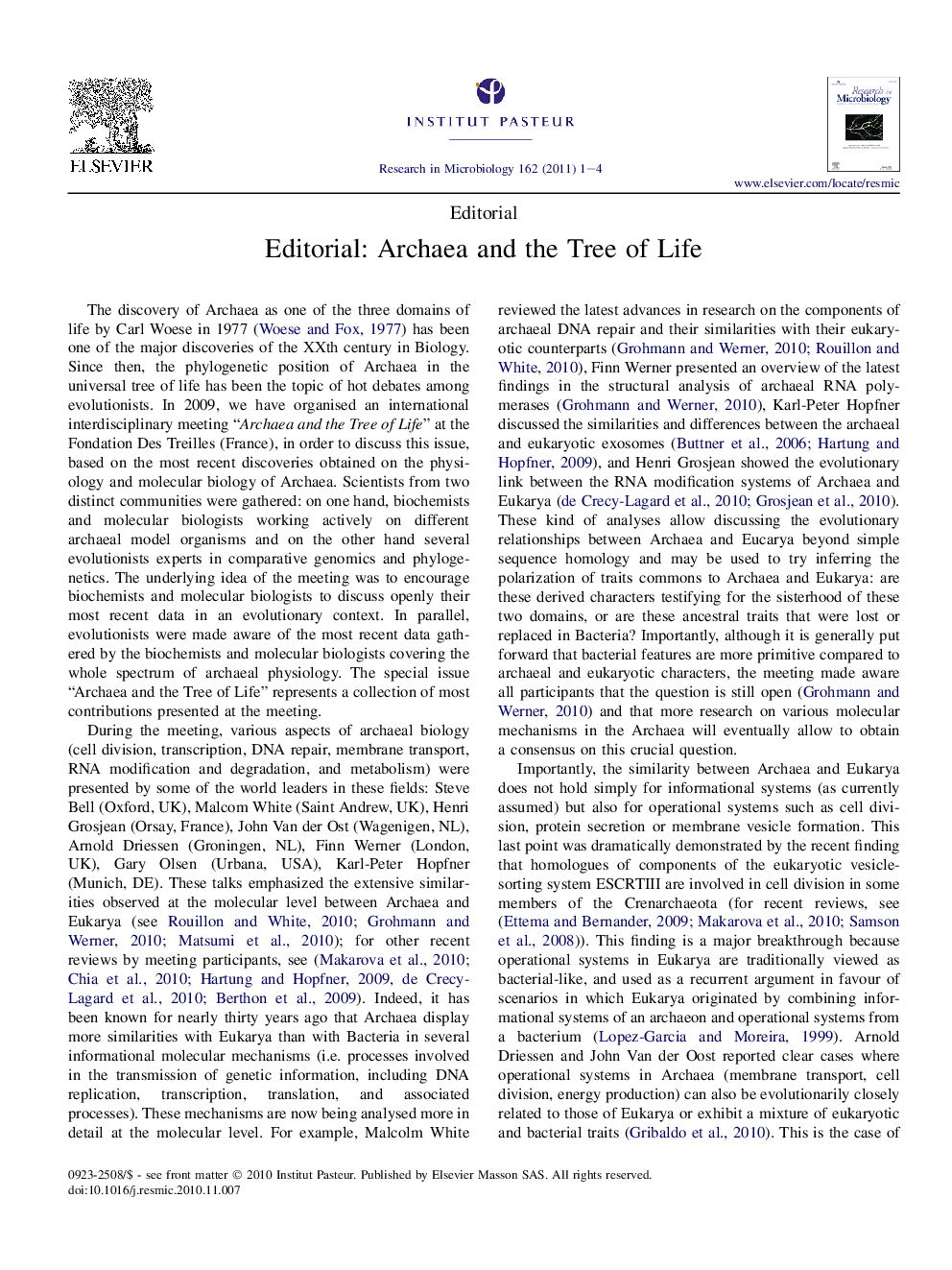 Editorial: Archaea and the Tree of Life