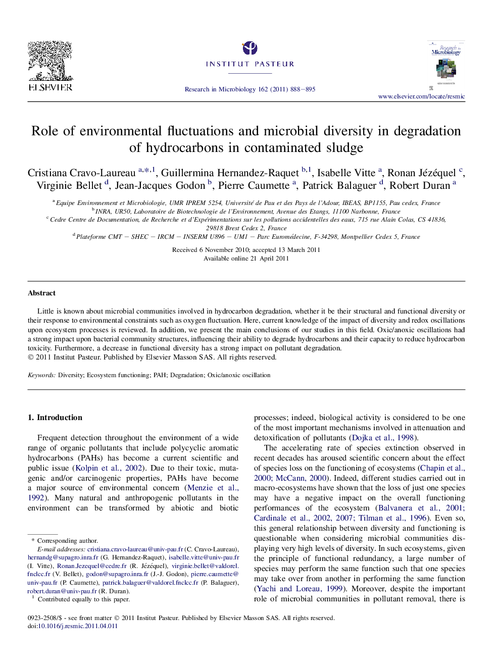 Role of environmental fluctuations and microbial diversity in degradation of hydrocarbons in contaminated sludge