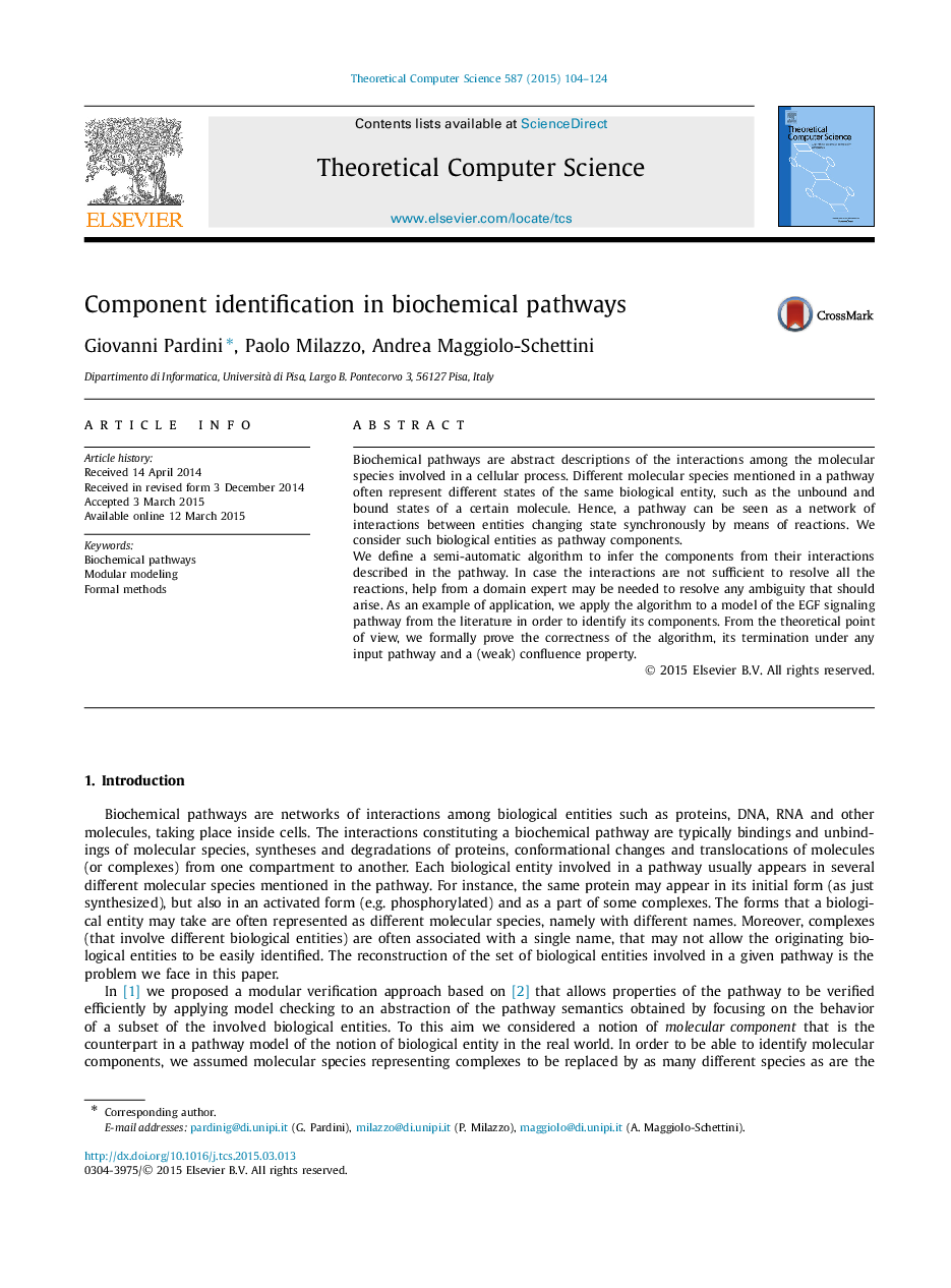 Component identification in biochemical pathways