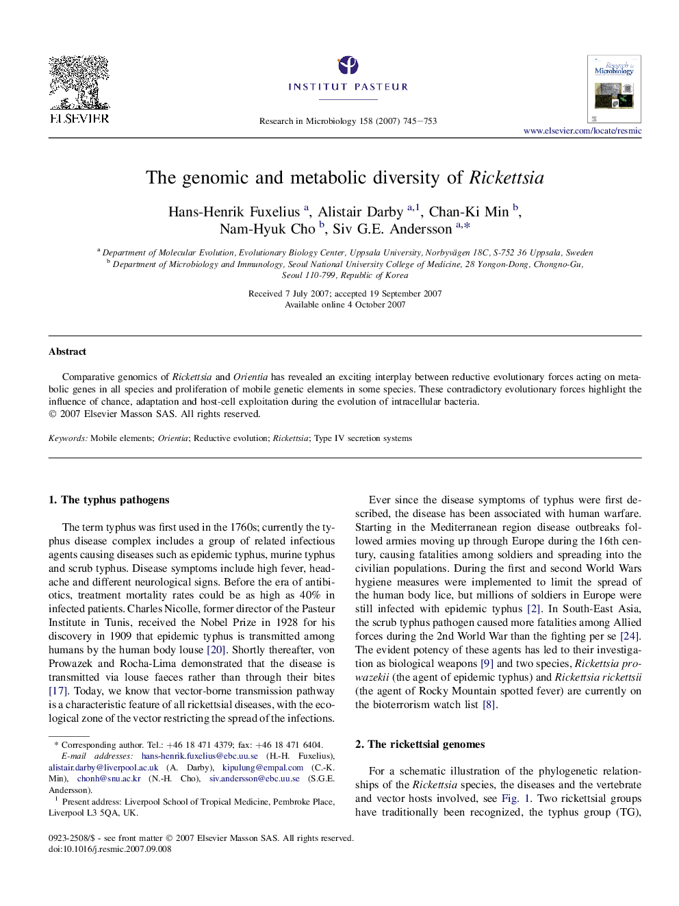 The genomic and metabolic diversity of Rickettsia