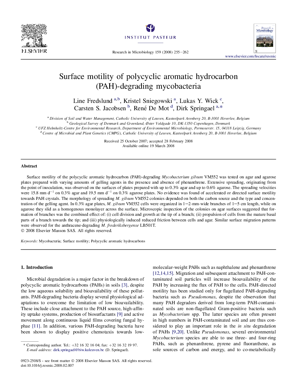 Surface motility of polycyclic aromatic hydrocarbon (PAH)-degrading mycobacteria