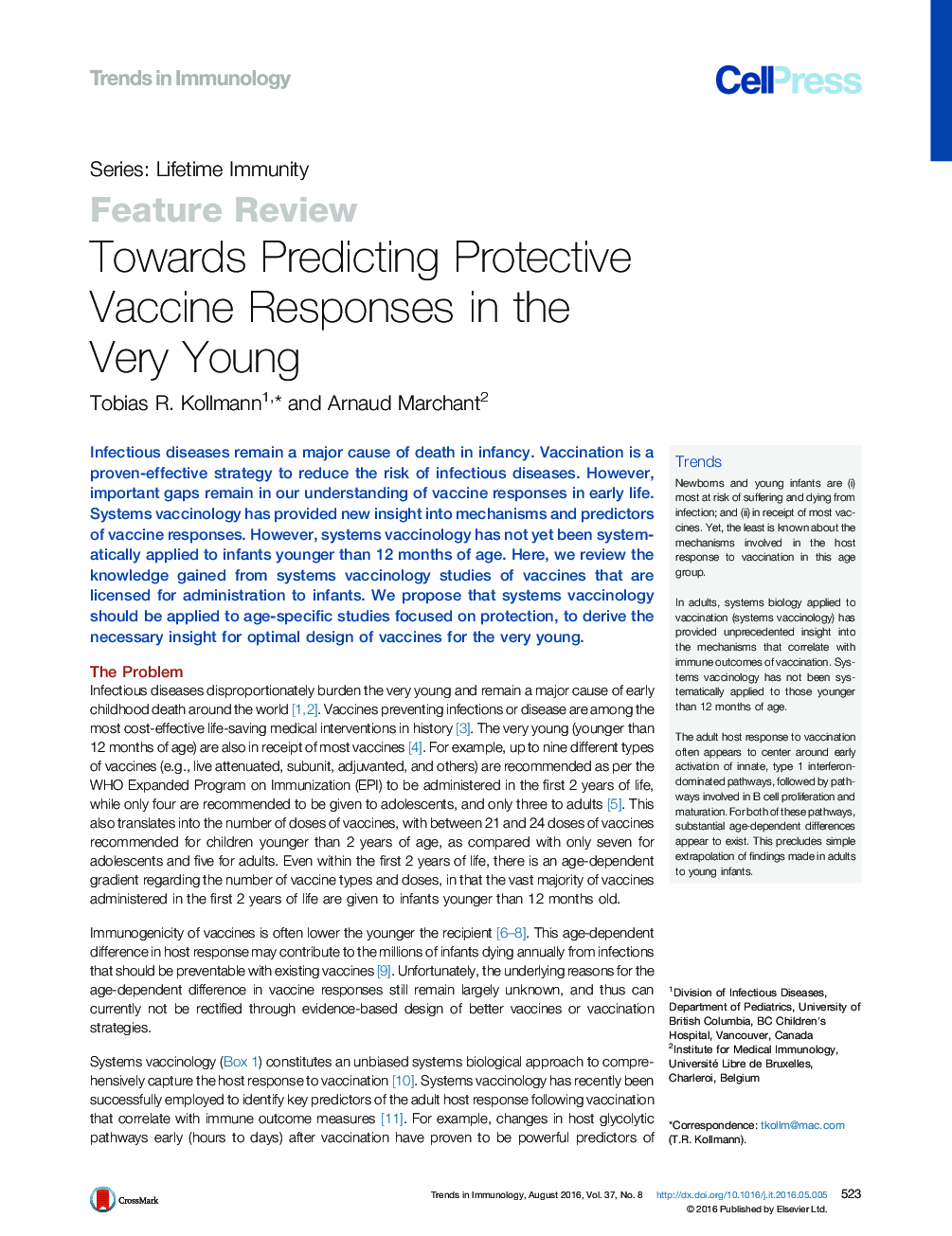 به سوی پیش بینی واکنش های محافظتی واکسن در جوانان 