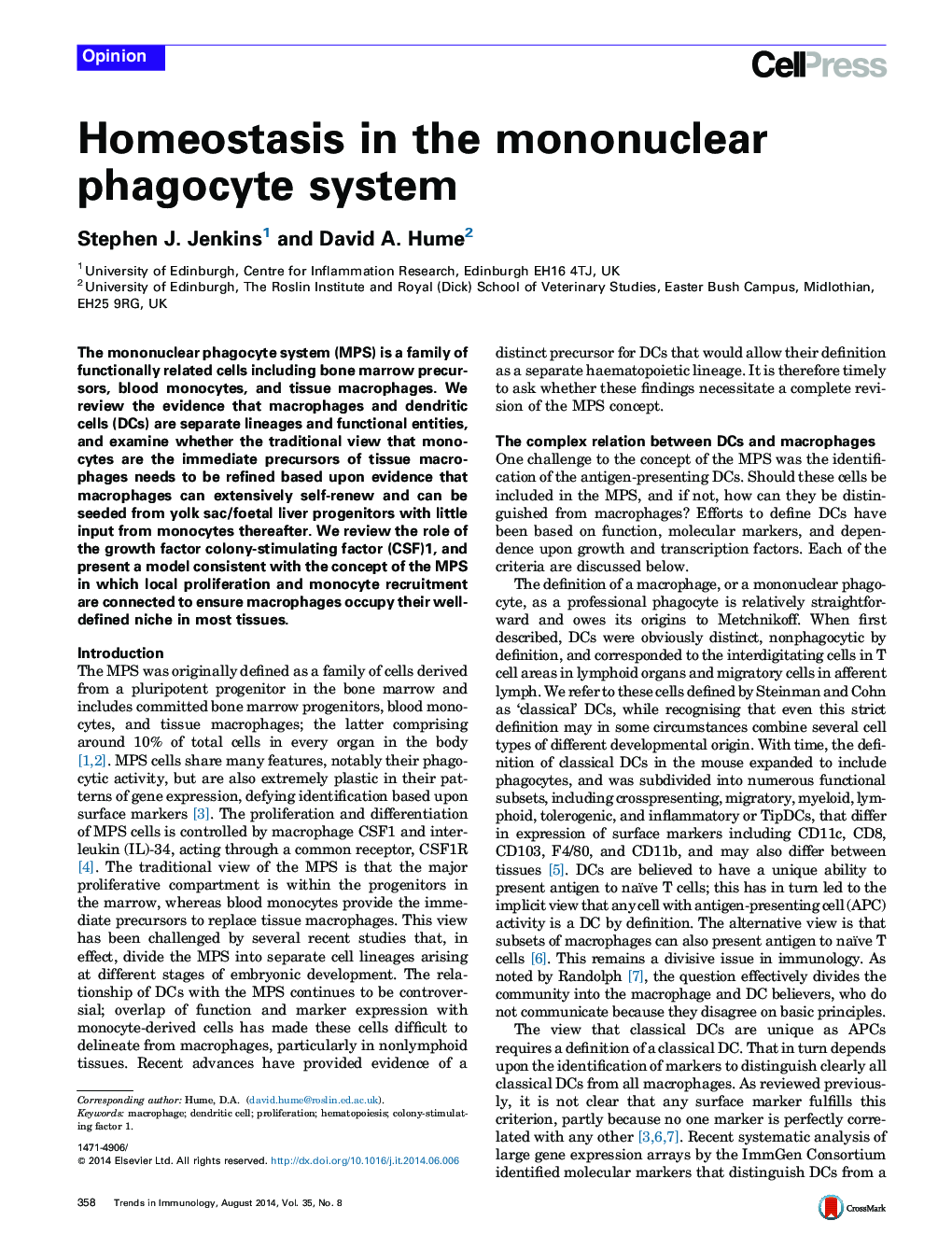 Homeostasis in the mononuclear phagocyte system