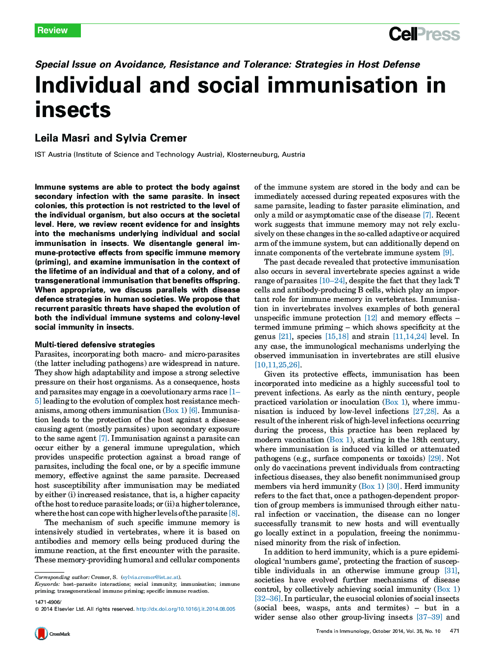 واکسیناسیون فردی و اجتماعی در حشرات 