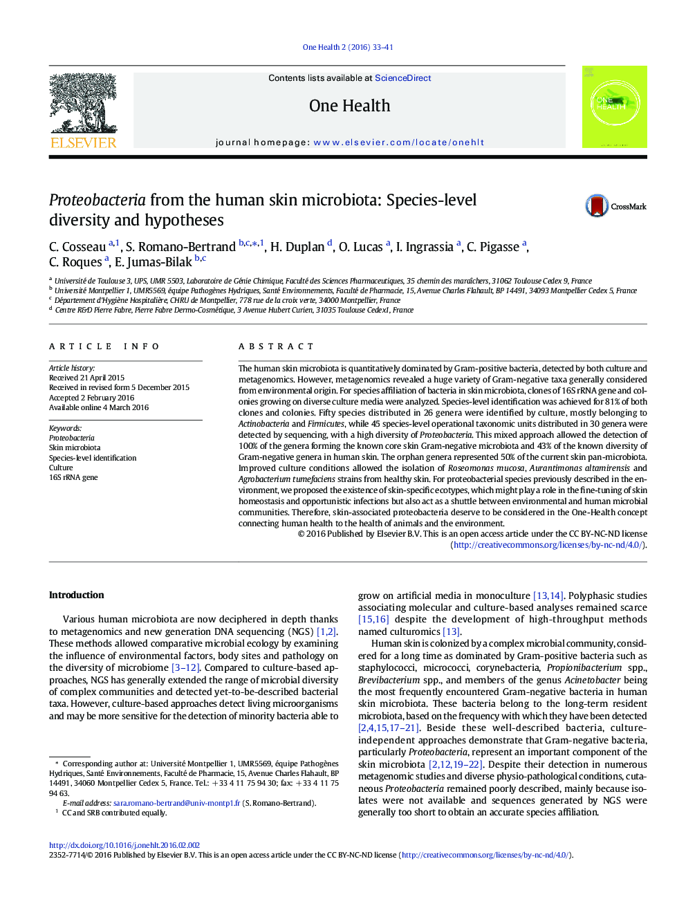 Proteobacteria from the human skin microbiota: Species-level diversity and hypotheses