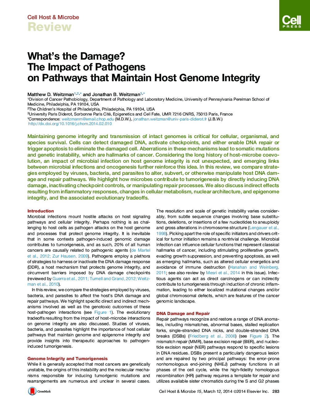 What’s the Damage? The Impact of Pathogens on Pathways that Maintain Host Genome Integrity