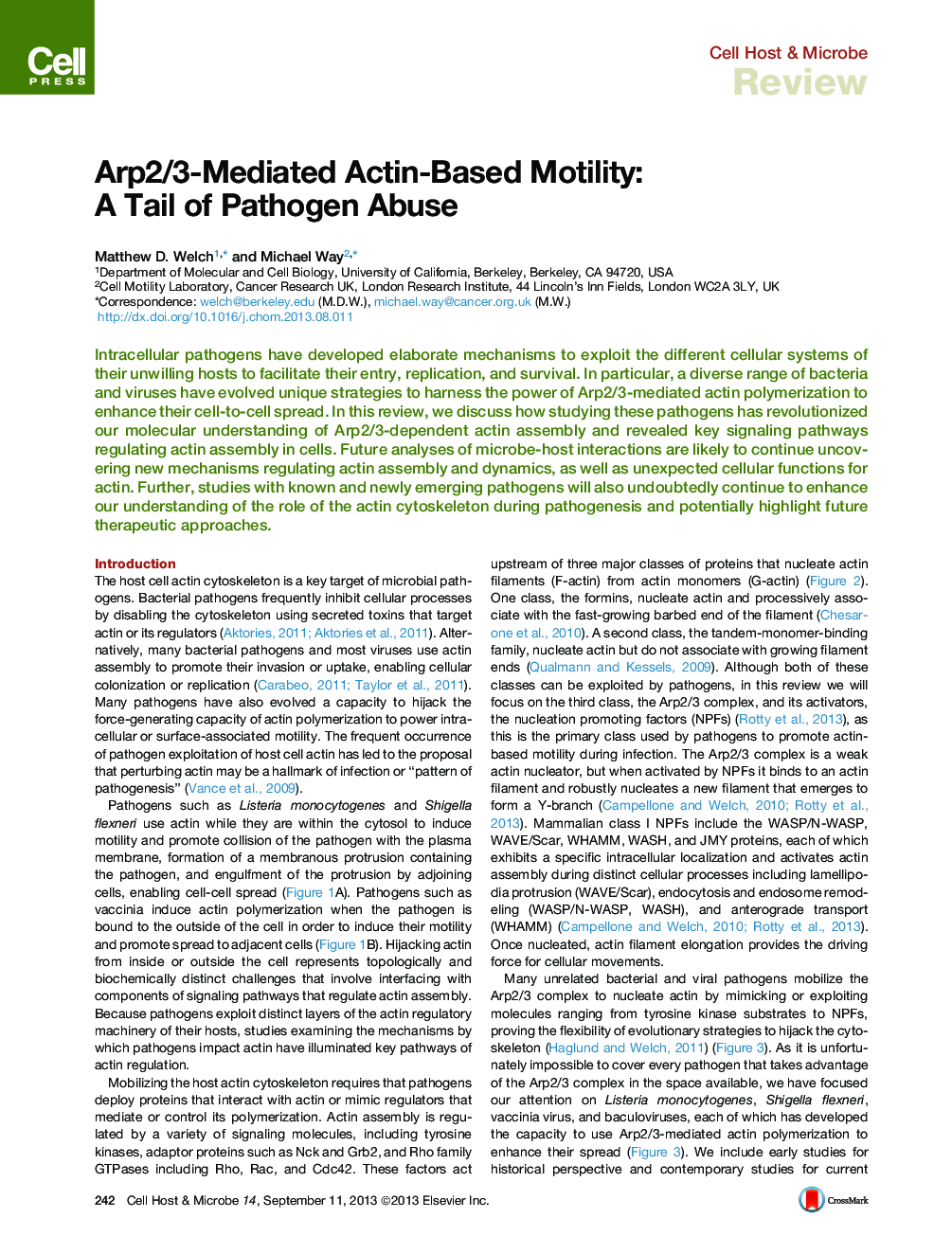 Arp2/3-Mediated Actin-Based Motility: A Tail of Pathogen Abuse